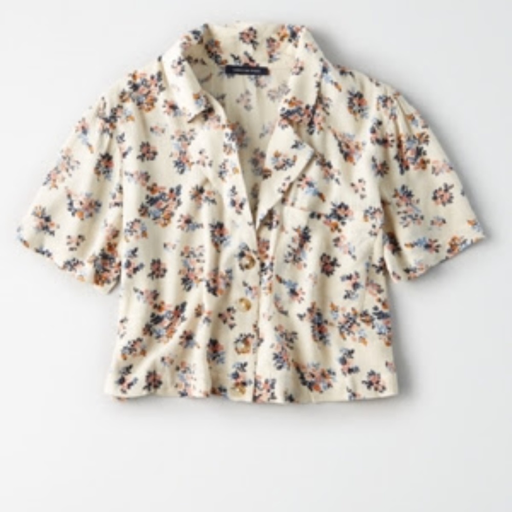 CROPPED BUTTON UP BLOUSE